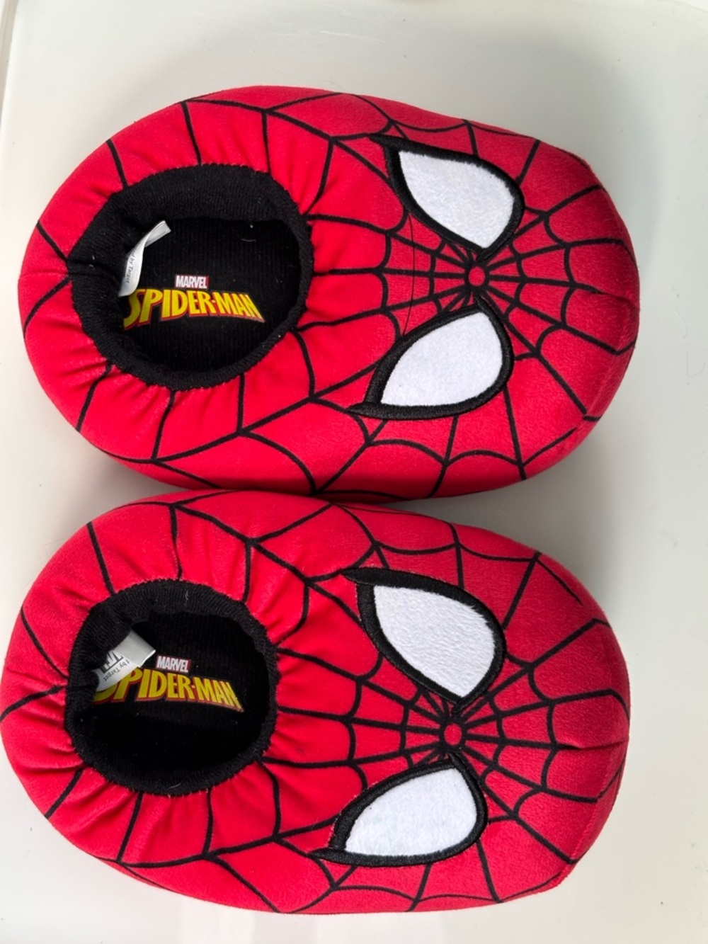 Child Size 11-12T Marvel SPIDER-MAN Plush SLIPPERS Red NWoT
